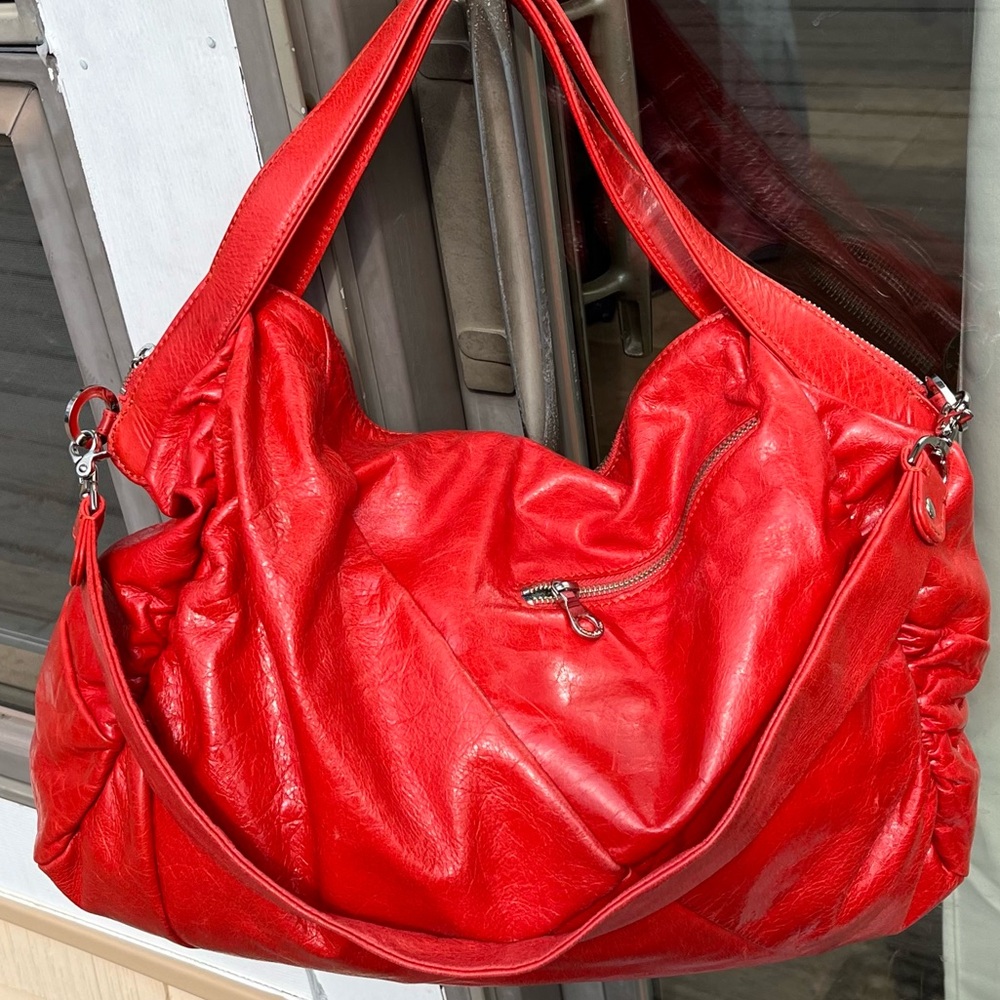 Christopher Kon orange leather hobo bag, large